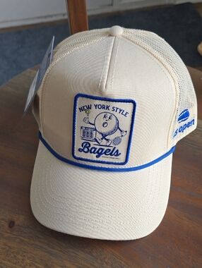 US Open New York Style Bagels Patch Trucker Cap - Cream & Blue NwT